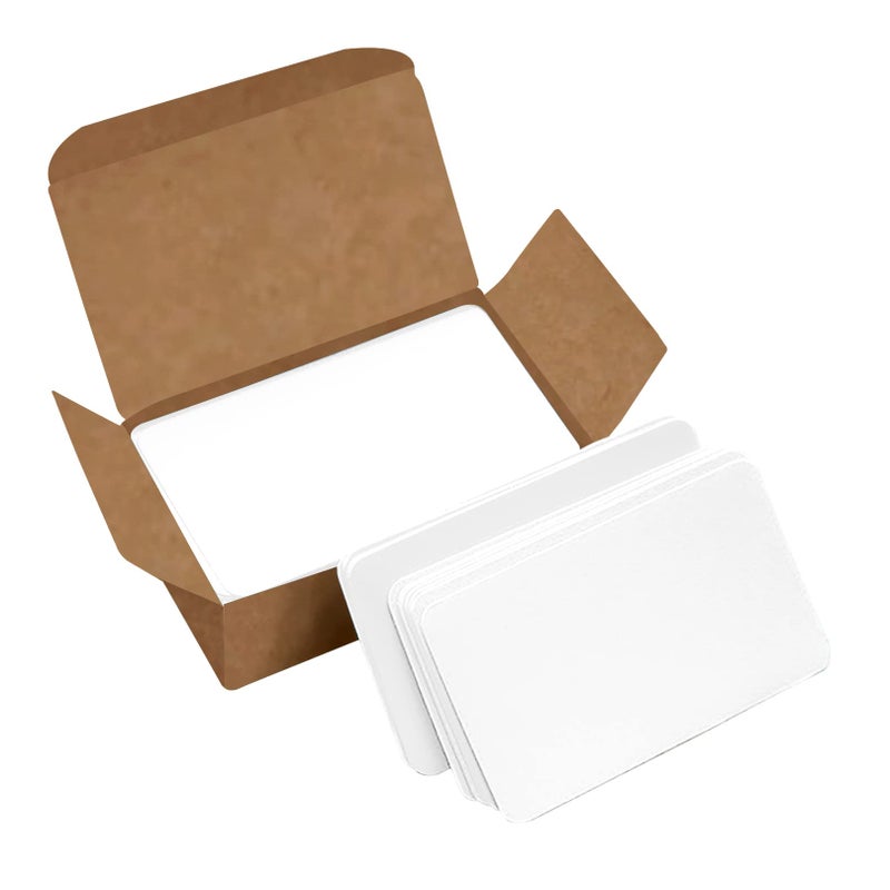 VANRA 300 Small Blank Cards 3.5x2 inches Color Cardstock Study Flash Cards Index Cards, Unruled with Rounded Corners (White, 300/Pack) - Image 1